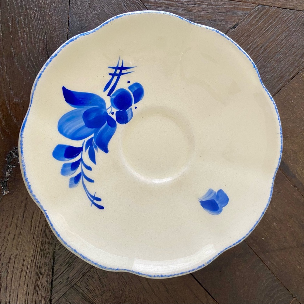 Vintage blue hand painted dessert plates